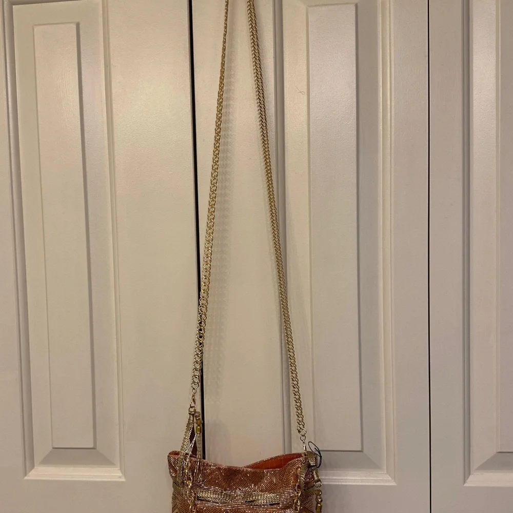 Metallic Zigzag Sequin Shoulder Bag
